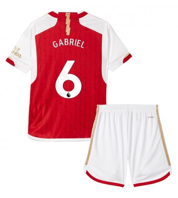 Arsenal Gabriel Magalhaes #6 Primera Equipación Niños 2023-24 Manga Corta (+ Pantalones cortos)